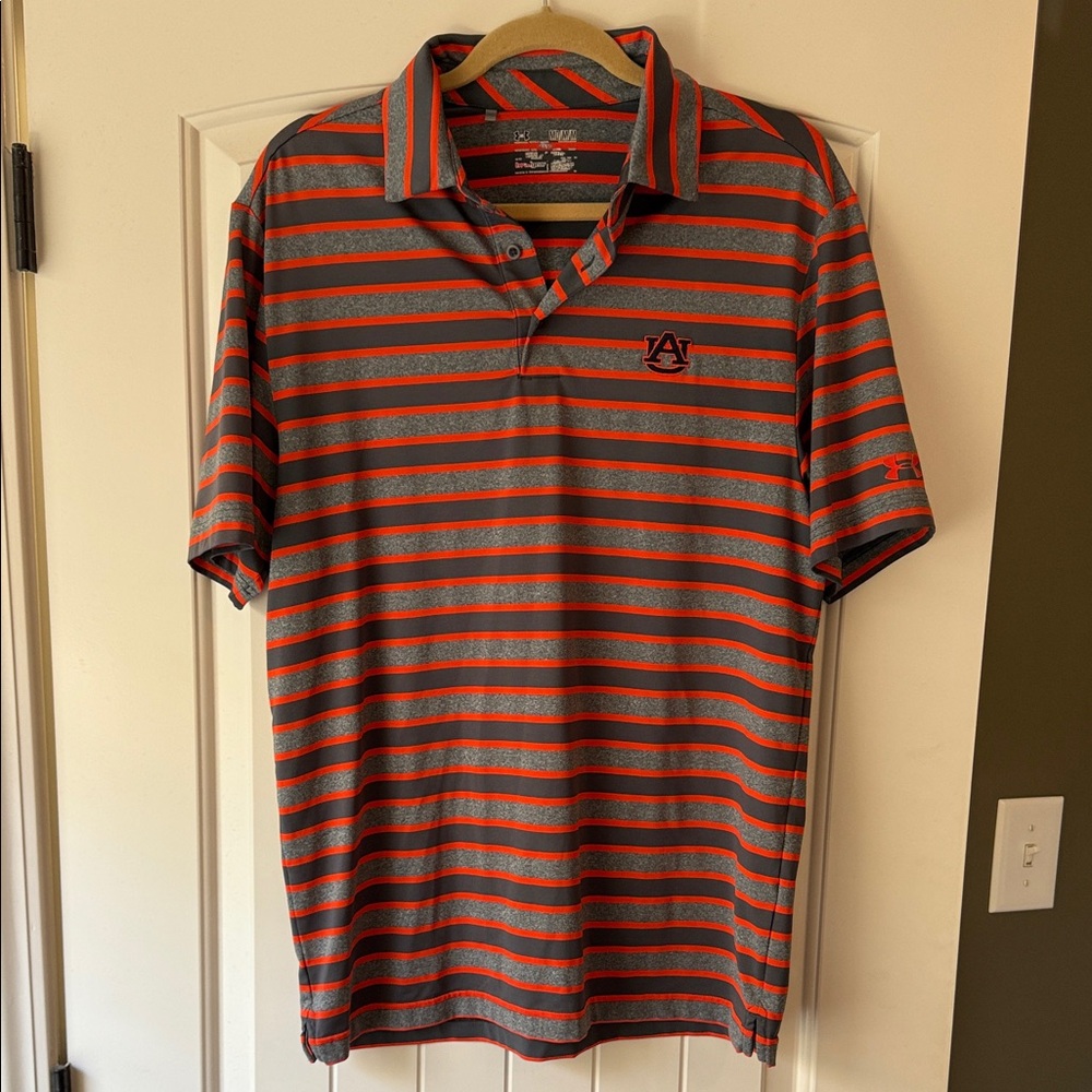 Under Armour Auburn Tigers Gray & Orange Striped Polo Shirt